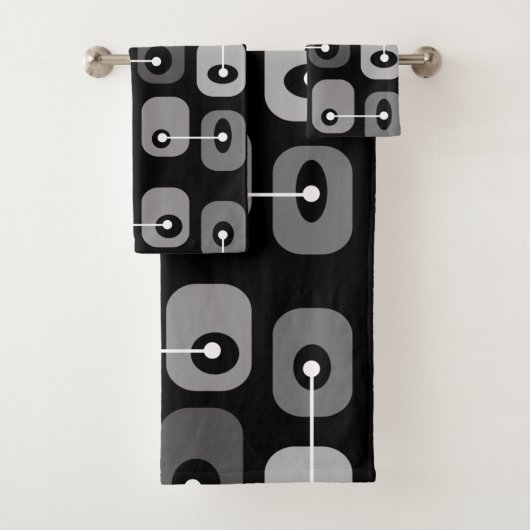 Abstrakt Squishy Cubes Black Silver Badhandtuch Set (Insitu)