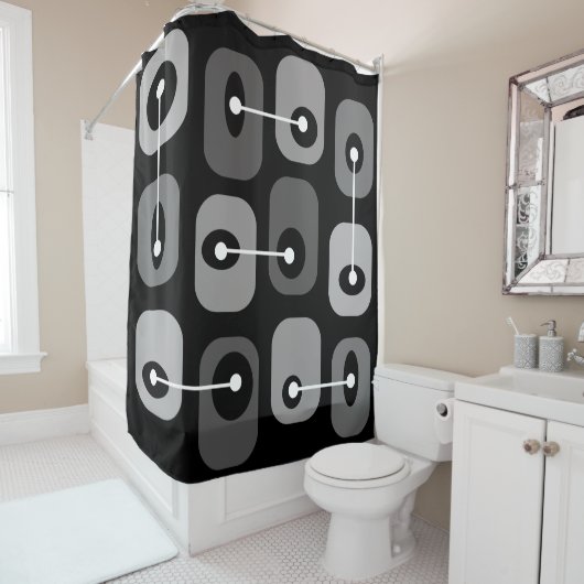 Abstrakt Squishy Cubes Black Silver Duschvorhang (Beispiel)