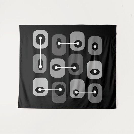 Abstrakt Squishy Cubes Black Silver Wandteppich (Vorderseite (Horizontal))