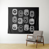Abstrakt Squishy Cubes Black Silver Wandteppich (Beispiel (Horizontal))