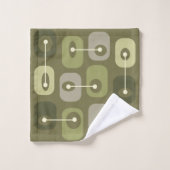 Abstrakt Squishy Cubes Olive Green Badhandtuch Set (Waschlappen)