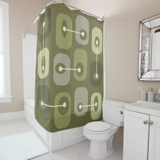 Abstrakt Squishy Cubes Olive Green Duschvorhang (Beispiel)