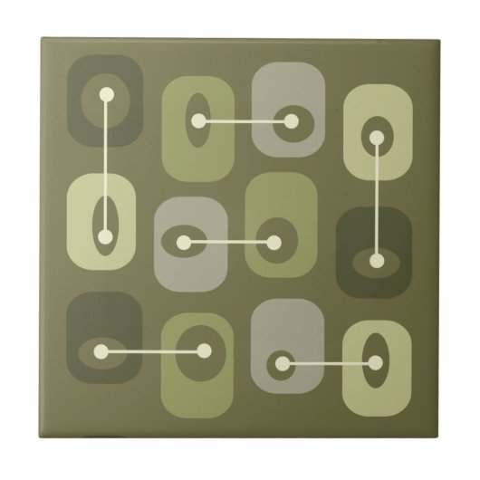 Abstrakt Squishy Cubes Olive Green Fliese (Vorderseite)