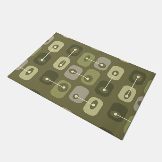 Abstrakt Squishy Cubes Olive Green Fußmatte (Schrägansicht)