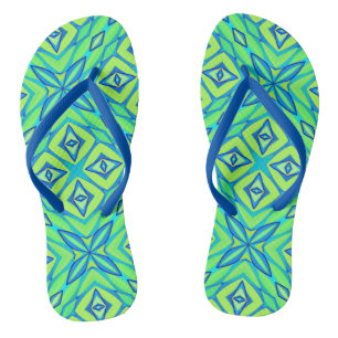Abstrakt Star Geometric - Linse grün und blau Badesandalen