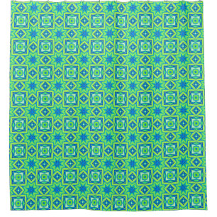 Abstrakt Star Geometric - Linse grün und blau Duschvorhang