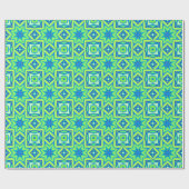 Abstrakt Star Geometric - Linse grün und blau Geschenkpapier (Flach)