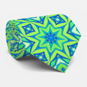 Abstrakt Star Geometric - Linse grün und blau Krawatte (Gerollt)
