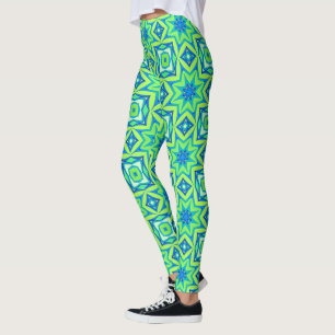 Abstrakt Star Geometric - Linse grün und blau Leggings