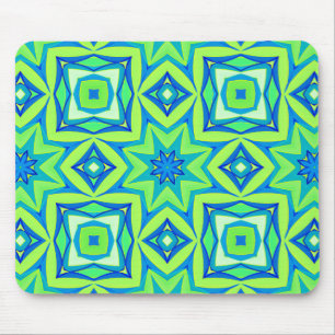Abstrakt Star Geometric - Linse grün und blau Mousepad