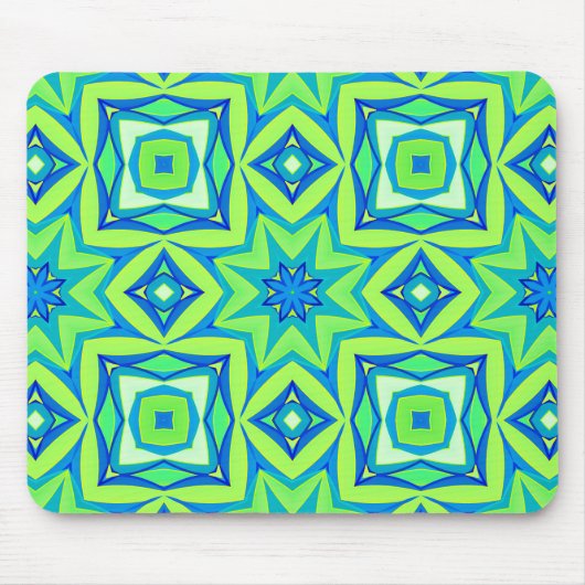 Abstrakt Star Geometric - Linse grün und blau Mousepad (Vorne)