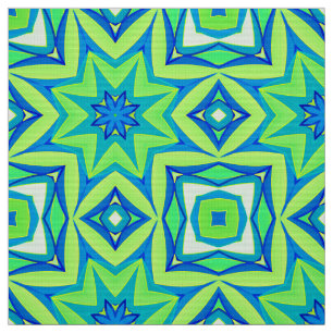 Abstrakt Star Geometric - Linse grün und blau Stoff