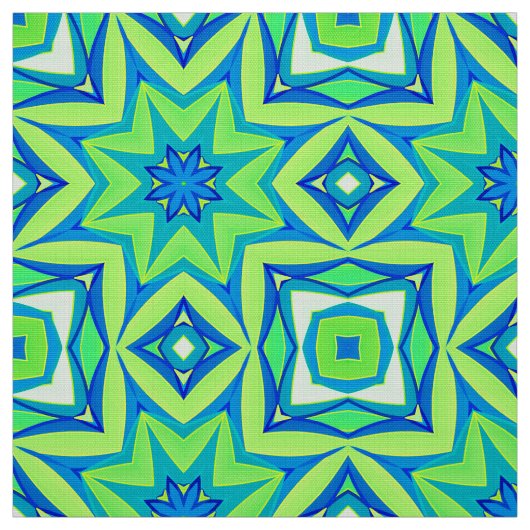 Abstrakt Star Geometric - Linse grün und blau Stoff (Muster)
