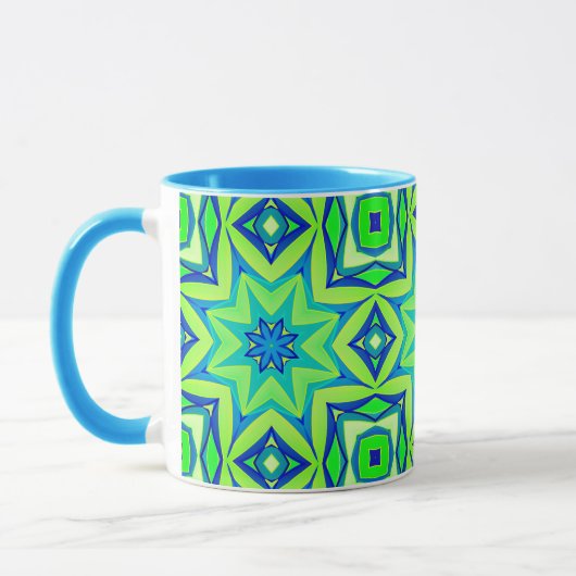 Abstrakt Star Geometric - Linse grün und blau Tasse (Links)