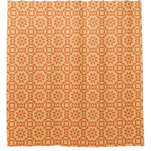 Abstrakt Star Geometric - Orange und Gold Duschvorhang (Vorderseite)