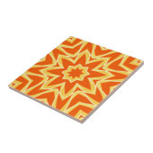 Abstrakt Star Geometric - Orange und Gold Keramik Fliese (Seite)