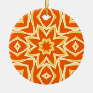 Abstrakt Star Geometric - Orange und Gold Keramik Ornament