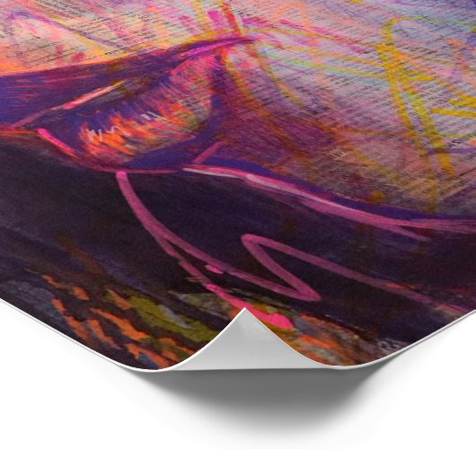 Abstrakt Street Art Colorful Frauenportrait Poster (Ecke)