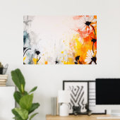 Abstrakt strukturierte Blume Poster (Heimbüro)