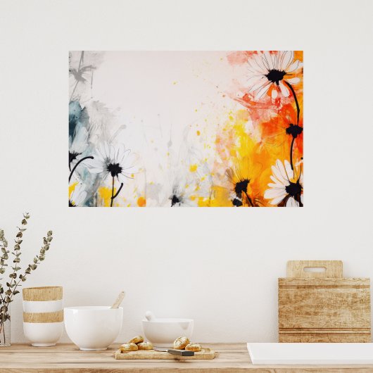 Abstrakt strukturierte Blume Poster (Küche)