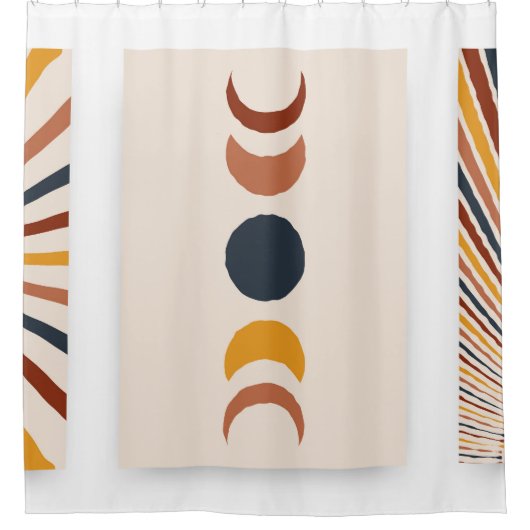 Abstrakt Sun Moon Boho Posters Duschvorhang (Vorderseite)
