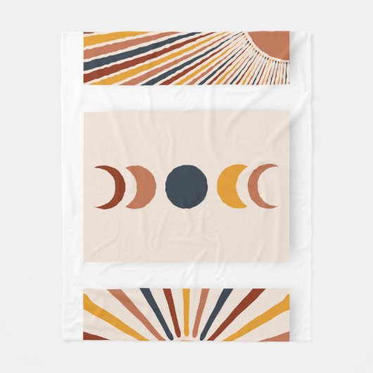 Abstrakt Sun Moon Boho Posters Fleecedecke (Vorderseite)