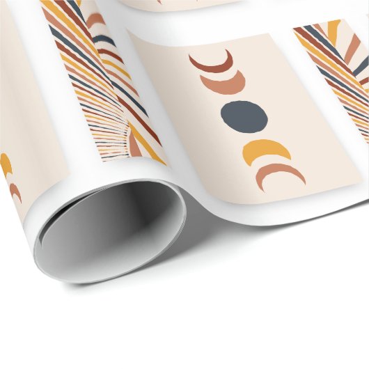 Abstrakt Sun Moon Boho Posters Geschenkpapier (Rolleneckpunkt)