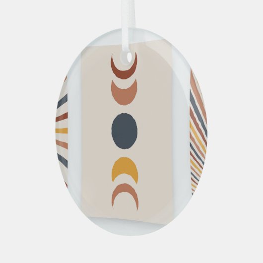 Abstrakt Sun Moon Boho Posters Ornament Aus Glas (Vorderseite links)
