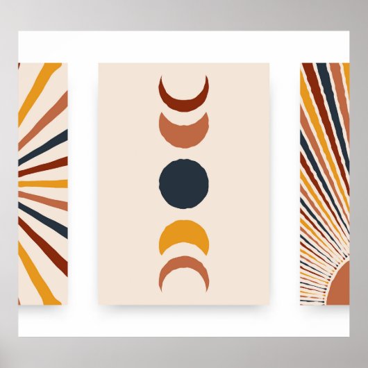Abstrakt Sun Moon Boho Posters Poster (Vorne)