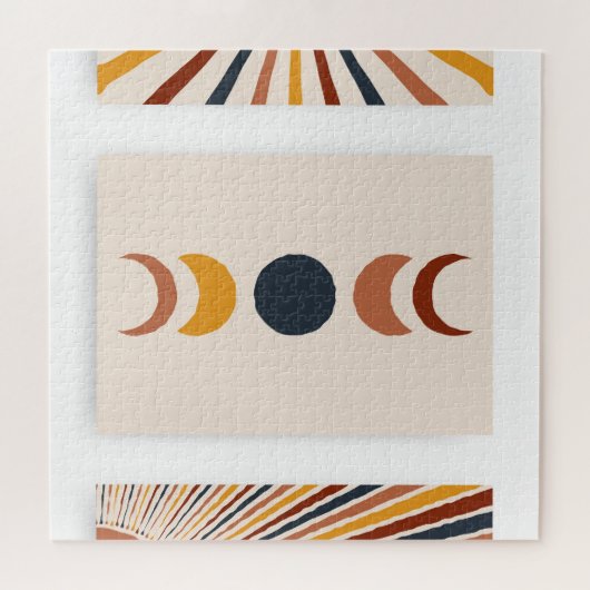 Abstrakt Sun Moon Boho Posters Puzzle (Horizontal)