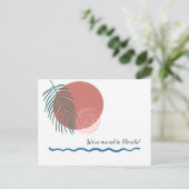 Abstrakt Sun und Palm Frontend neue Adresse Ankündigungspostkarte (Stehend Vorderseite)