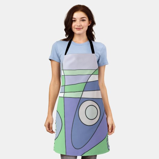 Abstrakt Surfen Grün Lila Schürze (Getragen)
