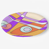Abstrakt Surfen Orange Lila Pappteller (Schrägansicht)