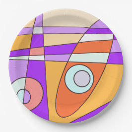 Abstrakt Surfen Orange Lila Pappteller