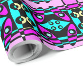 Abstrakt Surfen Türkisblau Heiß rosa Gelb Schwarz Geschenkpapier (Rolleneckpunkt)