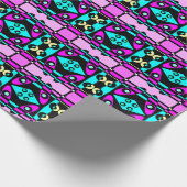 Abstrakt Surfen Türkisblau Heiß rosa Gelb Schwarz Geschenkpapier (Ecke)