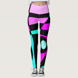 Abstrakt Surfen Türkisblau Heiß rosa Gelb Schwarz Leggings