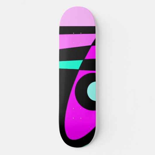 Abstrakt Surfen Türkisblau Heiß rosa Gelb Schwarz Skateboard (Vorderseite)