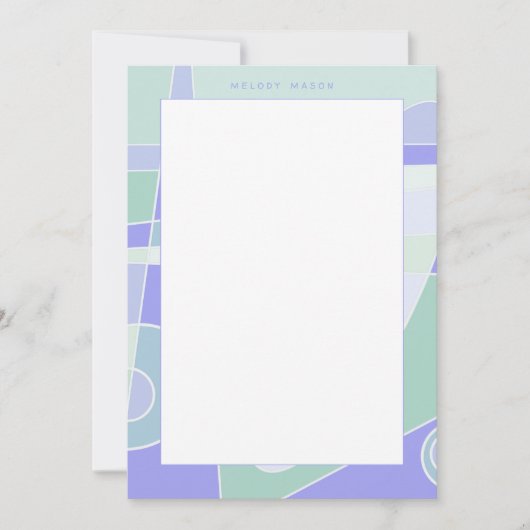 Abstrakt Surfing Lila Green Personalisiert Name Mitteilungskarte (Vorderseite)