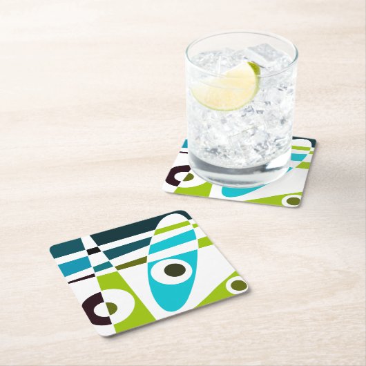 Abstrakt Surfing Olive Blue Aquamariner Planer Rechteckiger Pappuntersetzer (Vor Ort)