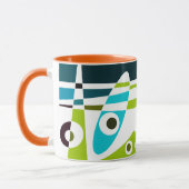 Abstrakt Surfing Olive Blue Aquamariner Planer Tasse (Links)