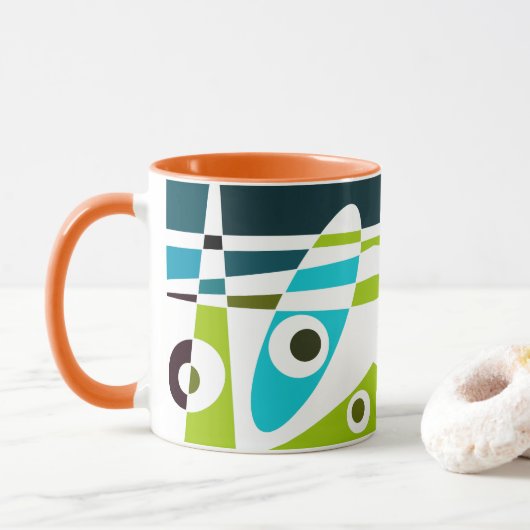 Abstrakt Surfing Olive Blue Aquamariner Planer Tasse (Mit Donut)