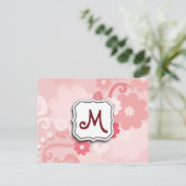 Abstrakt Swirbelfarbenes Rosa mit Monogramm Postkarte (Stehend Vorderseite)