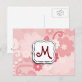 Abstrakt Swirbelfarbenes Rosa mit Monogramm Postkarte (Vorne/Hinten)