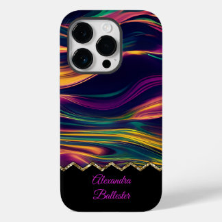 Abstrakt Swirbeln Lila, goldgrün, rosa gelb Case-Mate iPhone 14 Pro Hülle