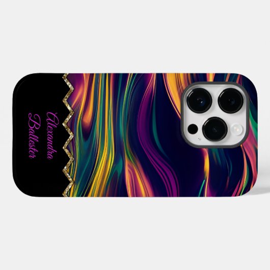 Abstrakt Swirbeln Lila, goldgrün, rosa gelb Case-Mate iPhone Hülle (Rückseite (Horizontal))