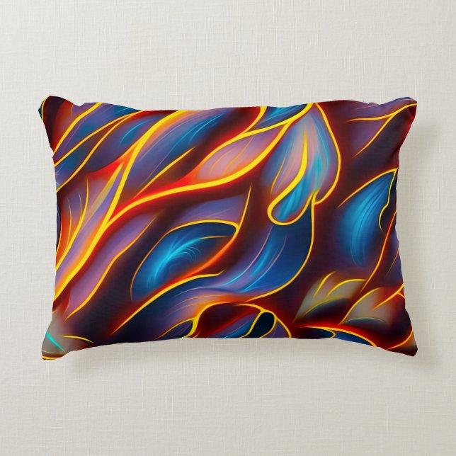 Abstrakt Swirl Blue Red Flames Dekokissen (Vorderseite)