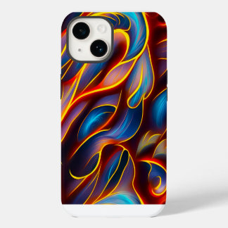 Abstrakt Swirl Blue Red Flames iPhone 14 Hülle