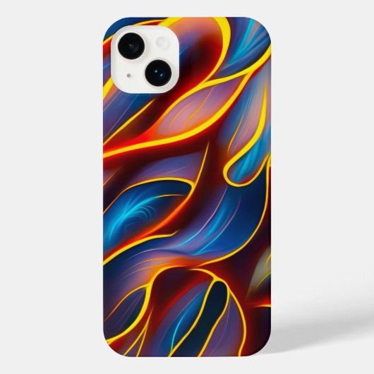 Abstrakt Swirl Blue Red Flames iPhone Hülle (Rückseite)