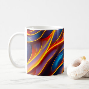 Abstrakt Swirl Blue Red Flames Kaffeetasse